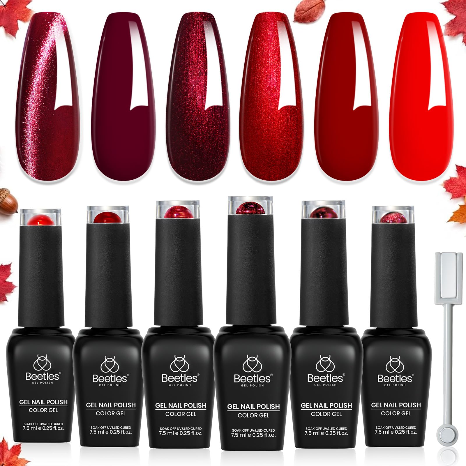 Burgundy Red Gel Polish Set with Magnet