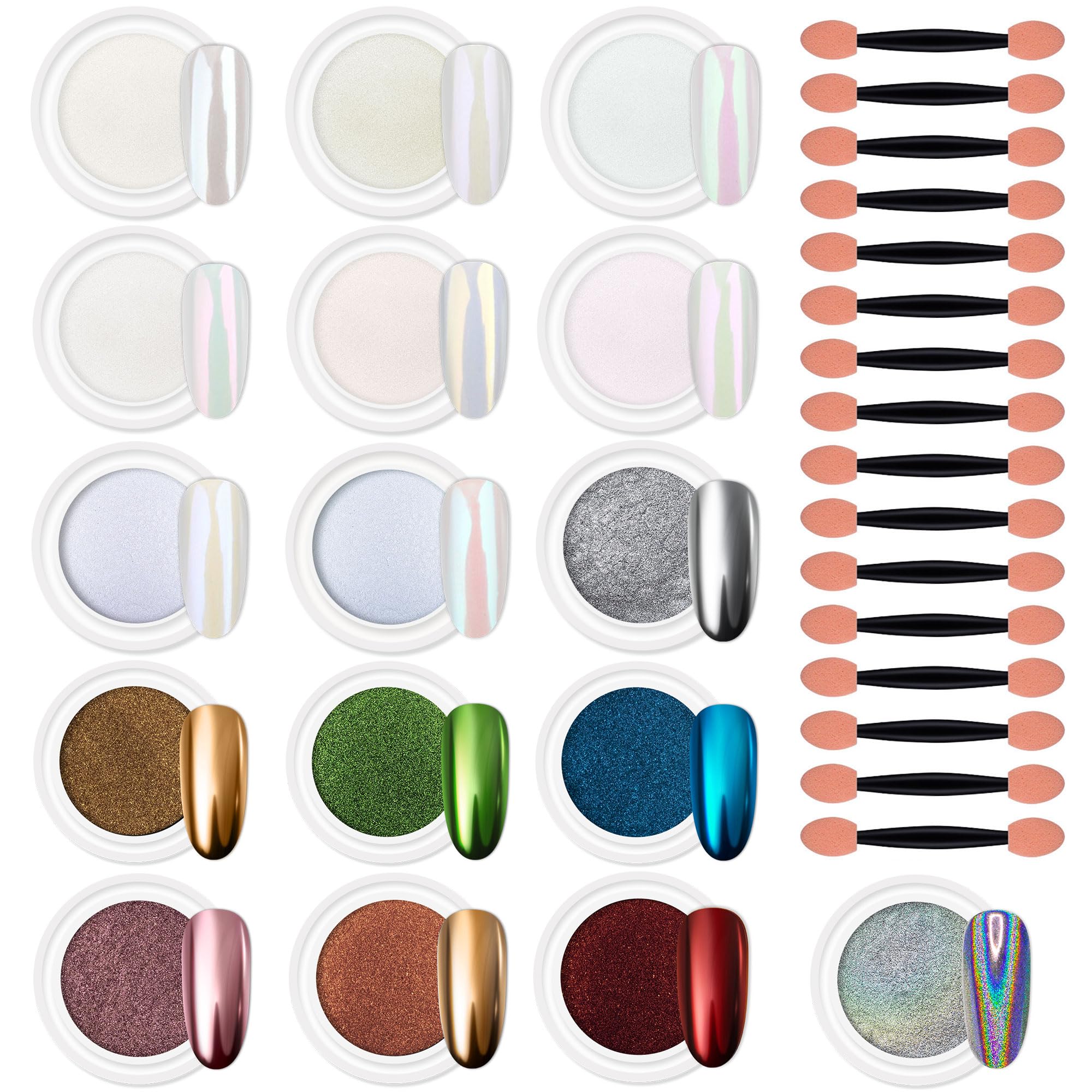 Chrome Nail Powder - 16 Piece Set