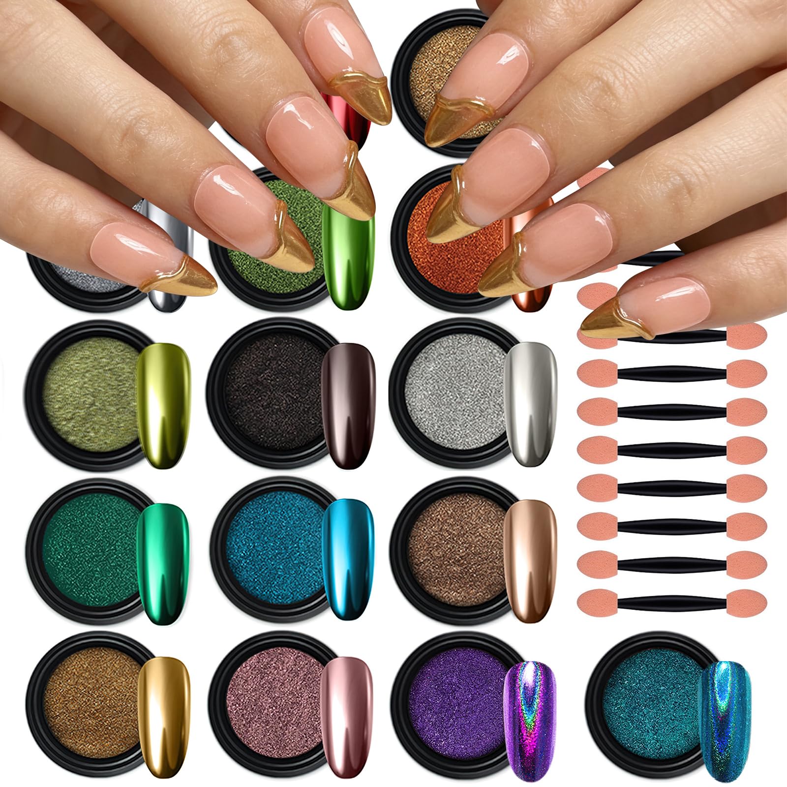Chrome Nail Powder Set - 16 Colors