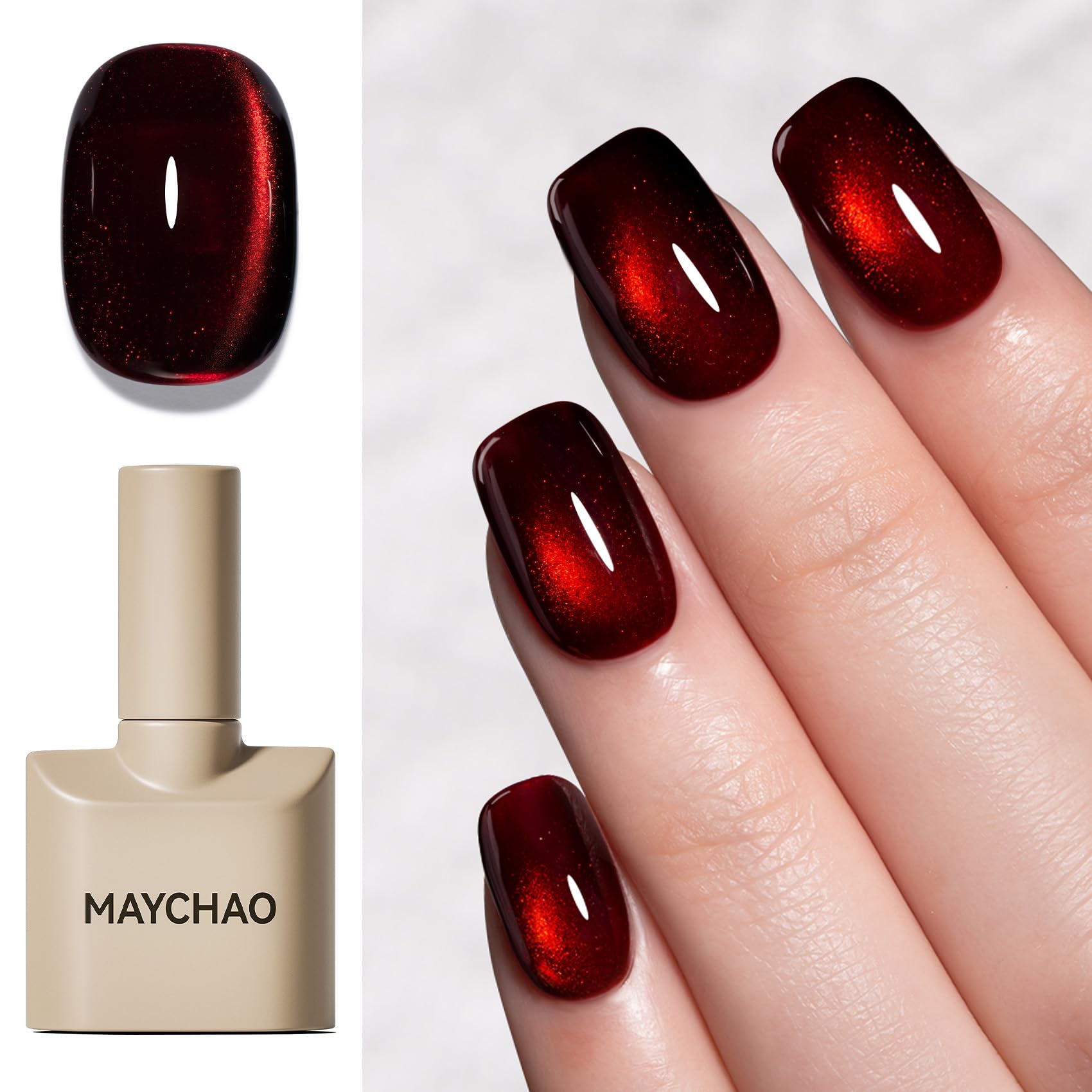 Dark Cherry Red Cat Eye Gel Polish