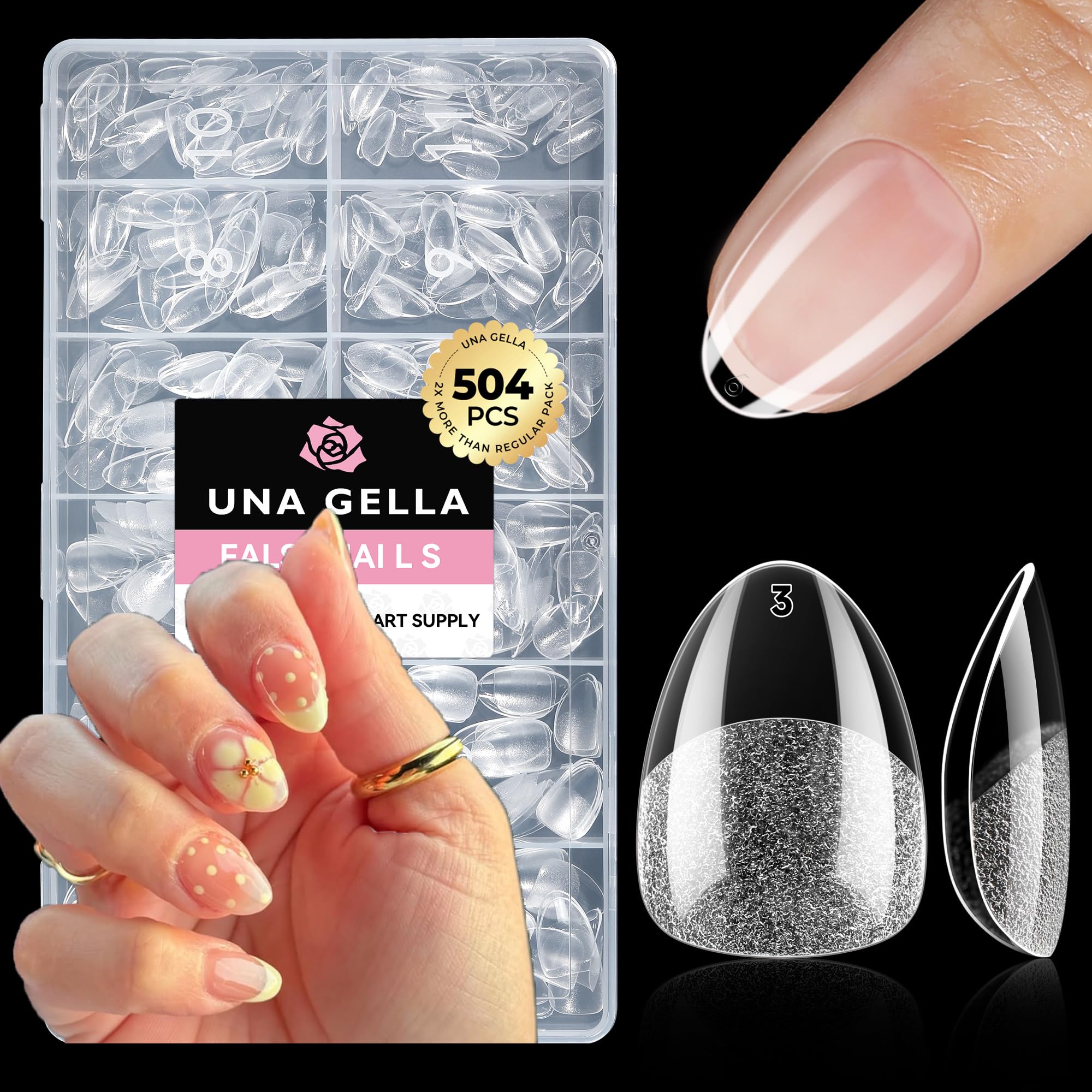 Extra Short Almond Nail Tips - 504 Pack