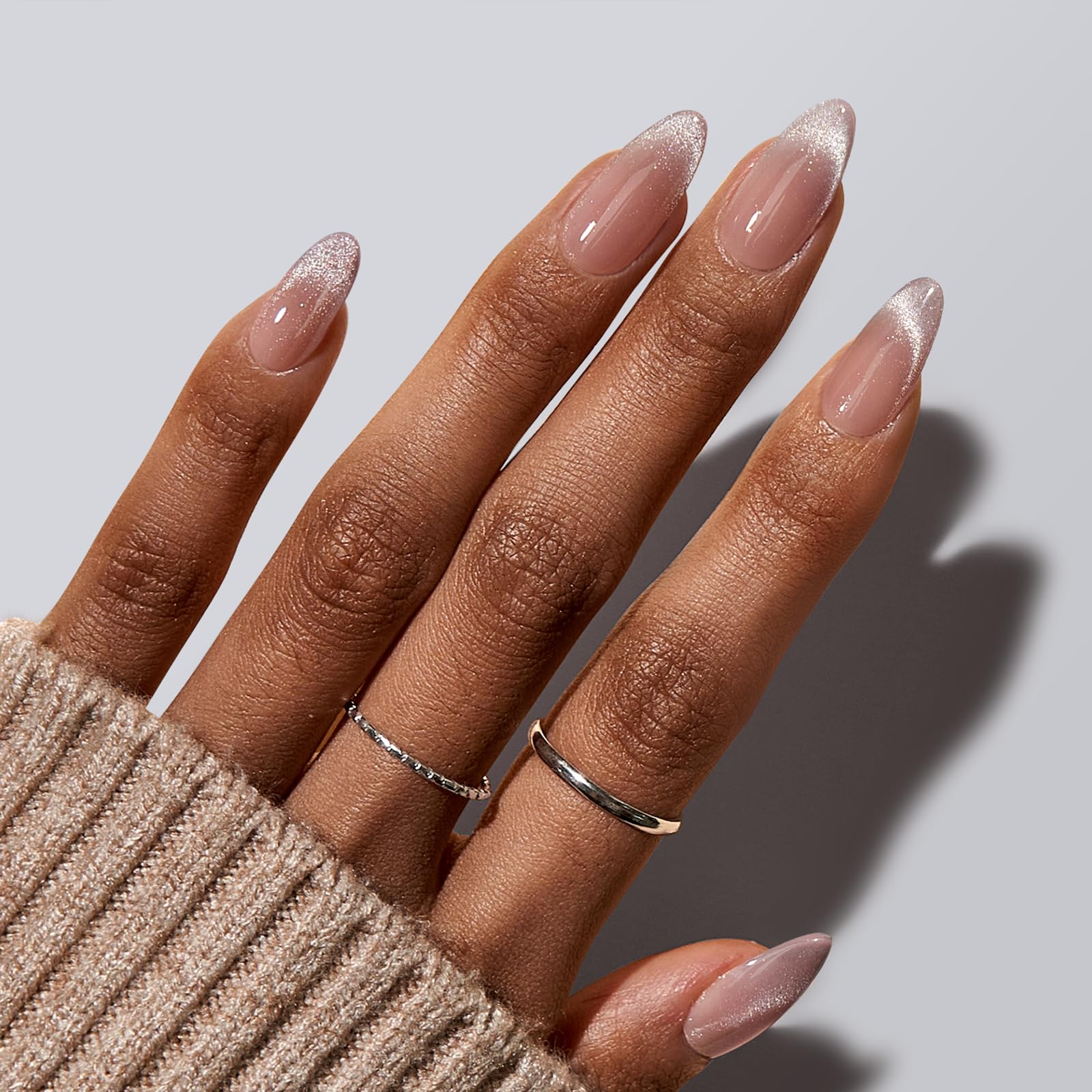 Press-On Nails - Medium Almond Cat Eye