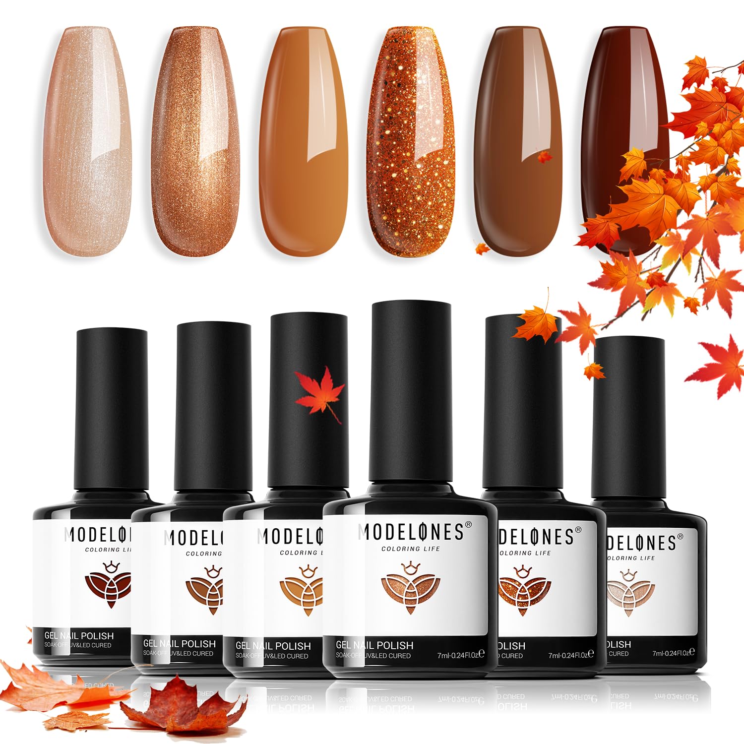 Warm Brown Gel Polish 6-Piece Set